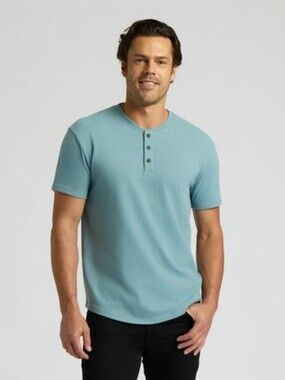 New In Bag-True Classic Crew Neck Teal Blue 3 Button Down Soft Cotton Shirt 2XL